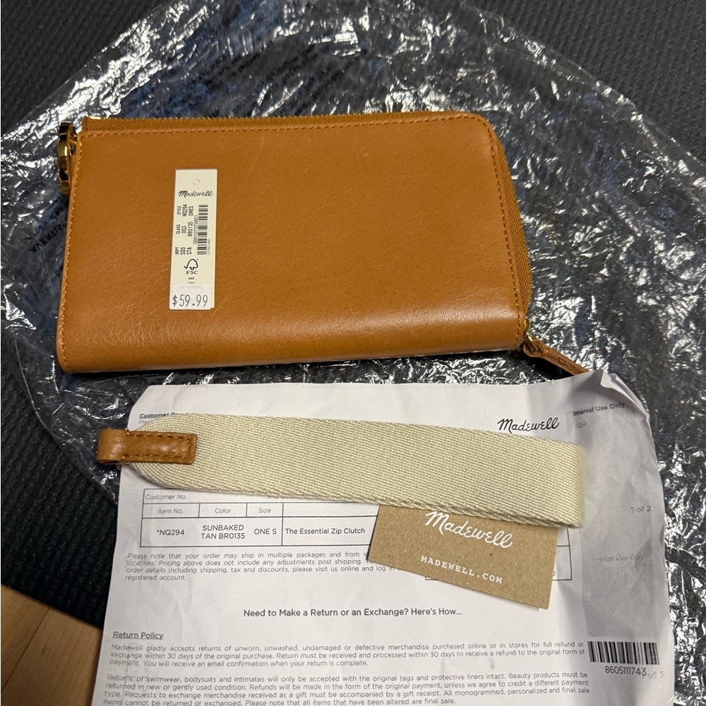 Madewell Tan Leather Key & Card Holder